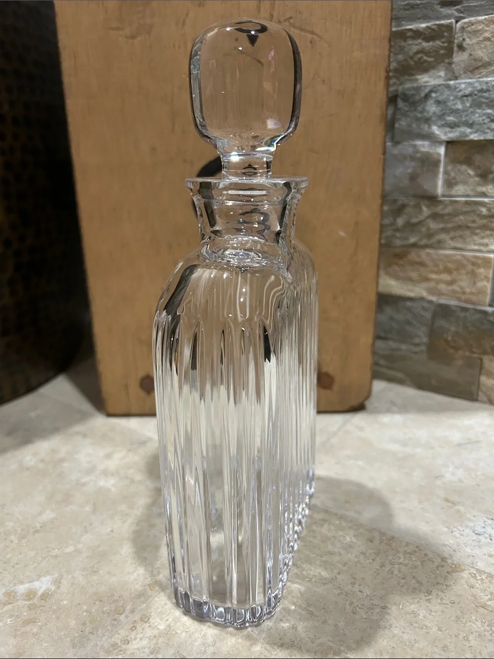 vintage Atlantis crystal ribbed decanter with Stopper